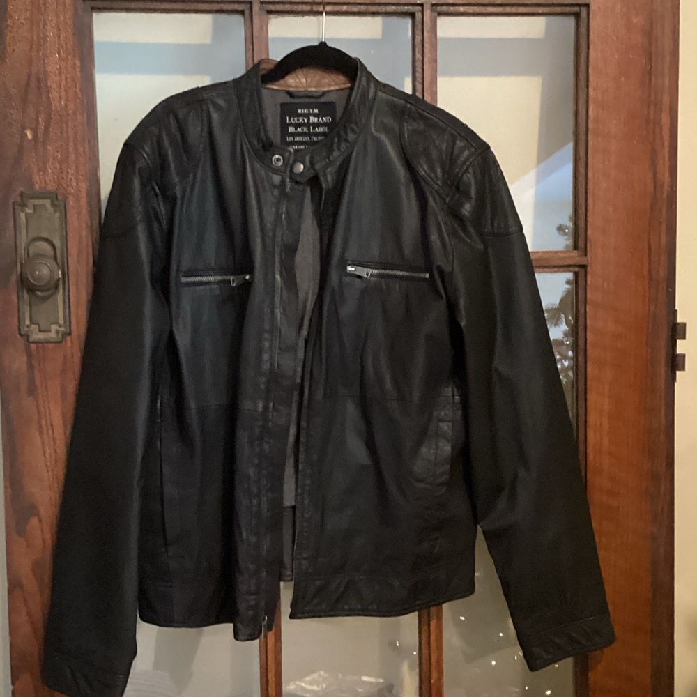 Lucky Black Leather Jacket for Men